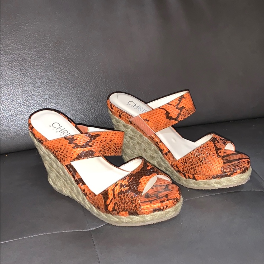 Snake Patterned Wedged Sandals